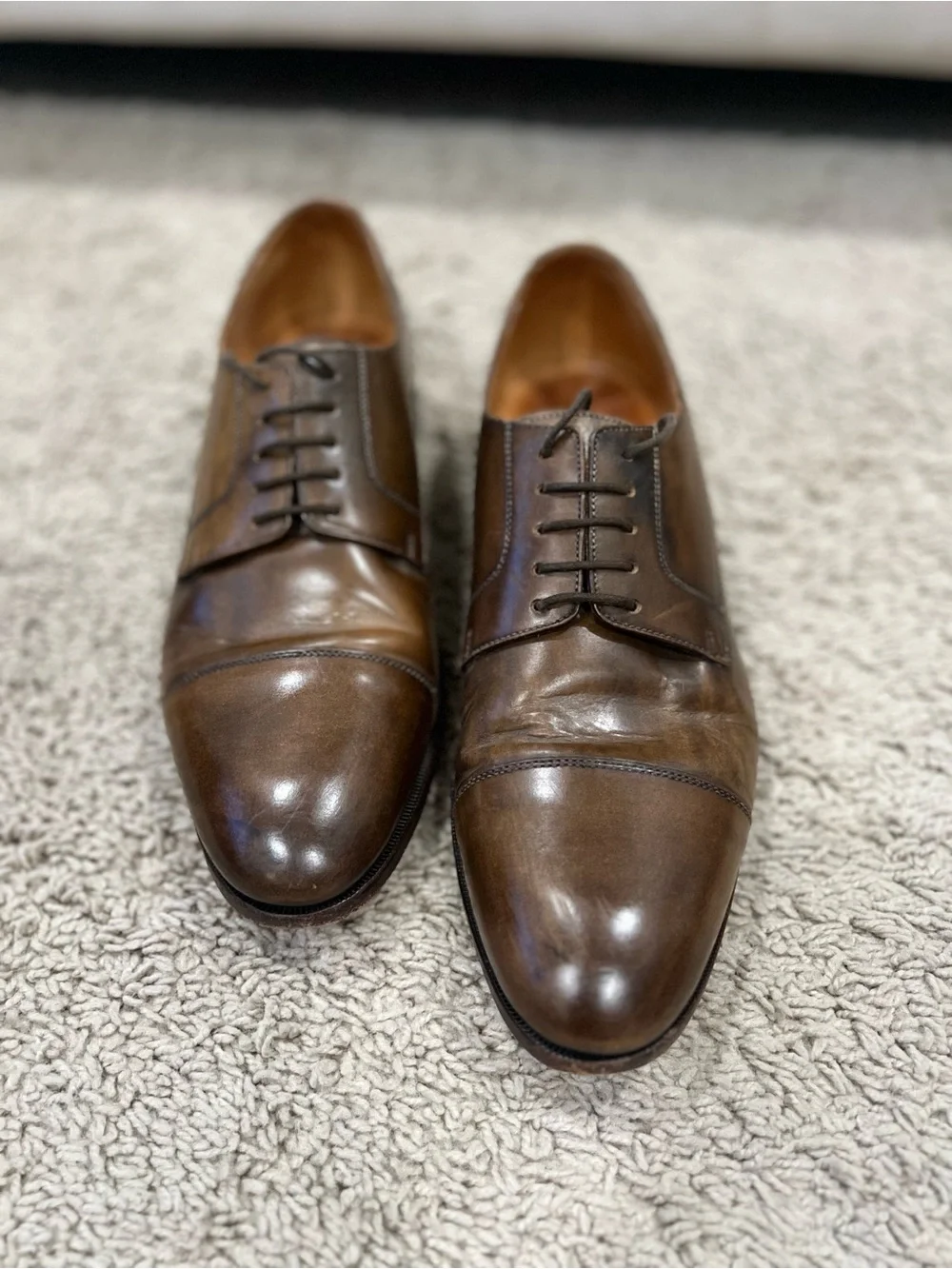 Suitsupply Brown Leather Cap-Toe Derbys size 9